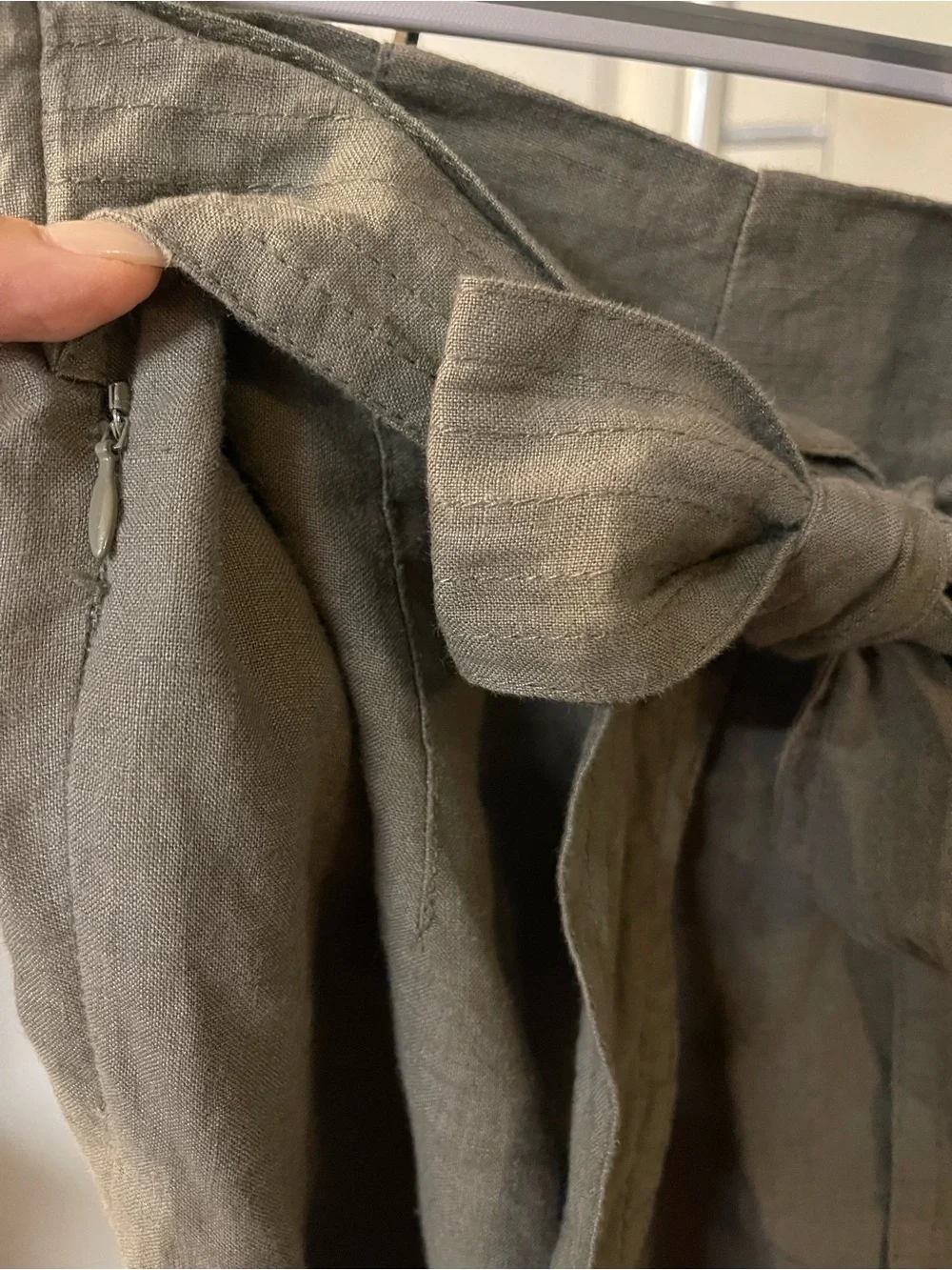 Zara LINEN sage green wide leg pants